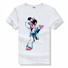 Load image into Gallery viewer, Cotton White Taekwondo sport tee Shirt Martial Arts Top Tee for Kids&Adult Short-sleeve Fitness top quality kung fu T-Shirt
