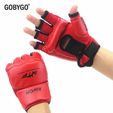 Load image into Gallery viewer, GOBYGO Half Finger Boxing Gloves PU Leather MMA Fighting Kick Boxing Gloves Karate Muay Thai Training Workout Gloves Kids Men