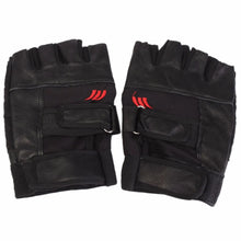 Cargar imagen en el visor de la galería, Black PU Leather Weightlifting Gym Gloves Workout Wrist Wrap Sports Exercise Training Fitness for Men-1Pair