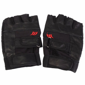 Black PU Leather Weightlifting Gym Gloves Workout Wrist Wrap Sports Exercise Training Fitness for Men-1Pair