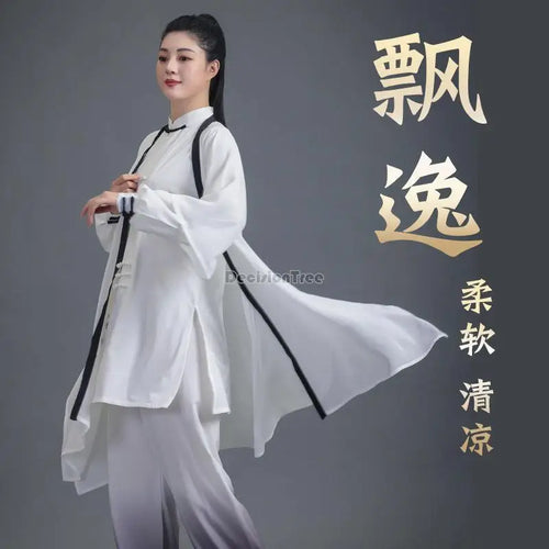Chinese tai chi women men summer new training kung fu uniform gradual change tai chi set performance dress martial arts suit