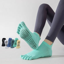 Load image into Gallery viewer, Full Toe Yoga Socks Women Cotton Silicone Non-slip Grip Low-ankle Five Toes Pilates Sock