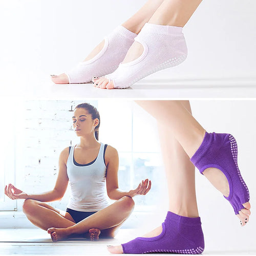 Women Two Toes Yoga Socks Ballet Dance Half Fingers Sock Slippers Quick-Dry Breathable Non-Slip Silicone Sport Pilates Socks2023