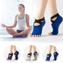 Load image into Gallery viewer, Breathable Yoga Socks New Non-Slip Cotton+PVC Yoga Shoes Anti-friction Soft Sole Five Toe Socks Indoor Sports