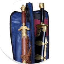 Load image into Gallery viewer, Double Layer fit 2 Swords Leather Head Waterproof Durable Storage Pocket Chinese Martial Arts Tai Chi Taiji Sword Shoulder Bag