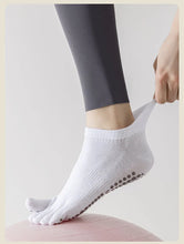 Load image into Gallery viewer, Full Toe Yoga Socks Women Cotton Silicone Non-slip Grip Low-ankle Five Toes Pilates Sock