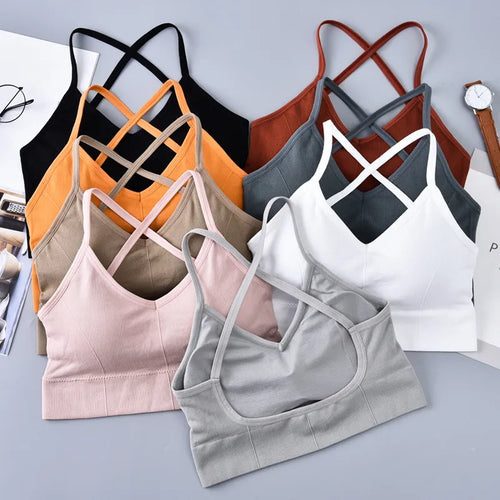 Sports Bra Women Cross Strap Beauty Back Underwear Sexy Push Up Running Yoga Fitness Sport Bra Top Breathable Quick Dry Gym Top