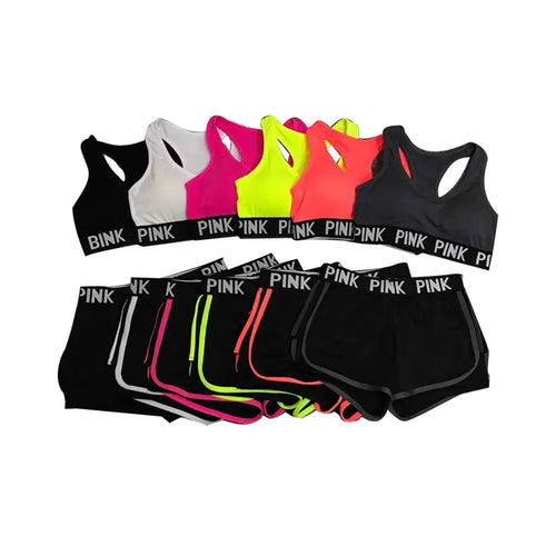 New Yoga Set Women Hollow Beauty Back Sports Bra+Hip Lifting Sports Shorts Workout Set Seamless Fitness Gym Set Sportswear