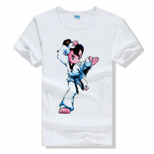 Load image into Gallery viewer, Cotton White Taekwondo sport tee Shirt Martial Arts Top Tee for Kids&amp;Adult Short-sleeve Fitness top quality kung fu T-Shirt