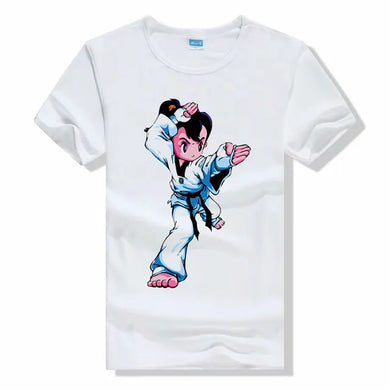 Cotton White Taekwondo sport tee Shirt Martial Arts Top Tee for Kids&Adult Short-sleeve Fitness top quality kung fu T-Shirt