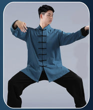 Cargar imagen en el visor de la galería, Unisex Men Women Tai Chi Martail Arts Uniform Clothes Cotton Linen Loose Wide Leg Pant Shirt Kung Fu Tai Ji Exercise Casual Suit