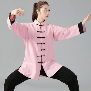 Unisex Men Women Tai Chi Martail Arts Uniform Clothes Cotton Linen Loose Wide Leg Pant Shirt Kung Fu Tai Ji Exercise Casual Suit