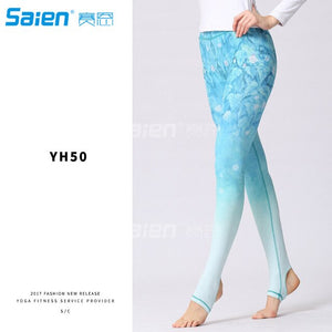 Printed Extra Long Women Yoga Leggings High Waist Tummy Control Over The Heel Yoga Pants