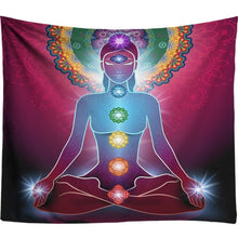 Cargar imagen en el visor de la galería, Indian Buddha Chakra Tapestry Galaxy Wall Tapestry Yin Yang Tai Chic Mandala Wall Hanging Vintage Yoga Room Bedding Boho Decor