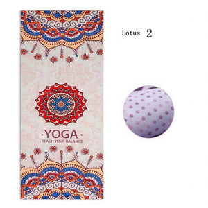 Microfiber Retro style Lotus Elephant Pattern Non-slip Yoga Mat Exercise Fitness Gymnastics Mat Tasteless Pilates Pad, 183*65cm