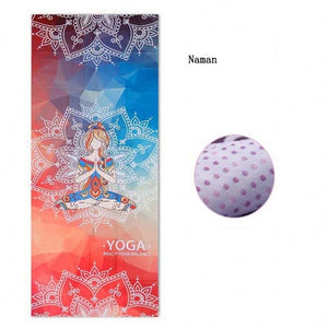 Microfiber Retro style Lotus Elephant Pattern Non-slip Yoga Mat Exercise Fitness Gymnastics Mat Tasteless Pilates Pad, 183*65cm