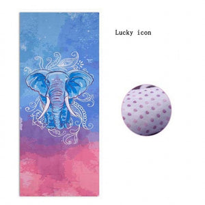 Microfiber Retro style Lotus Elephant Pattern Non-slip Yoga Mat Exercise Fitness Gymnastics Mat Tasteless Pilates Pad, 183*65cm