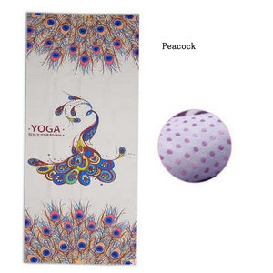 Microfiber Retro style Lotus Elephant Pattern Non-slip Yoga Mat Exercise Fitness Gymnastics Mat Tasteless Pilates Pad, 183*65cm