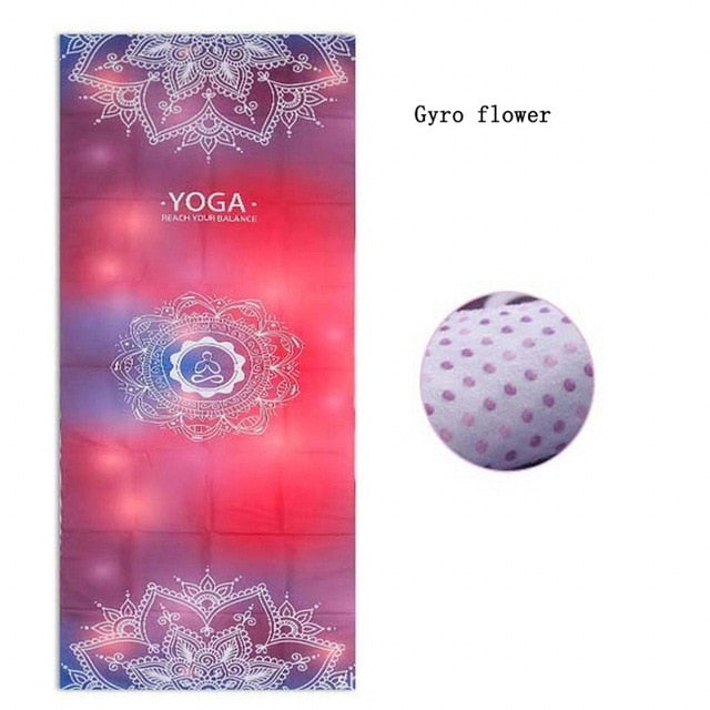 Microfiber Retro style Lotus Elephant Pattern Non-slip Yoga Mat Exercise Fitness Gymnastics Mat Tasteless Pilates Pad, 183*65cm