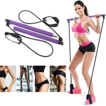 Load image into Gallery viewer, Exercise Pilates Stick Yoga Pilates Bar Kit Portable Resistance Bands Home Fitness Gym Equipment Foot Loop Total Body Workout