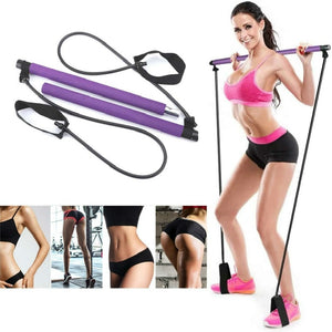 Exercise Pilates Stick Yoga Pilates Bar Kit Portable Resistance Bands Home Fitness Gym Equipment Foot Loop Total Body Workout