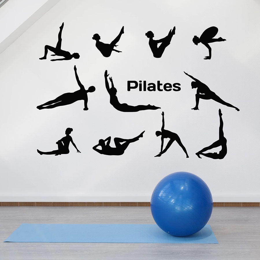 Pilates Posture Wall Decal Lifestyle Yoga Pose Gymnastics Sport Interior Decor Vinyl Window Stickers Mural Art Removable M681