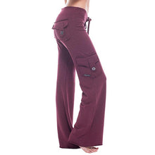 Load image into Gallery viewer, Women Yoga Pants Elastic Waist Button Pockets Fitness Exercise Running Pants FK88