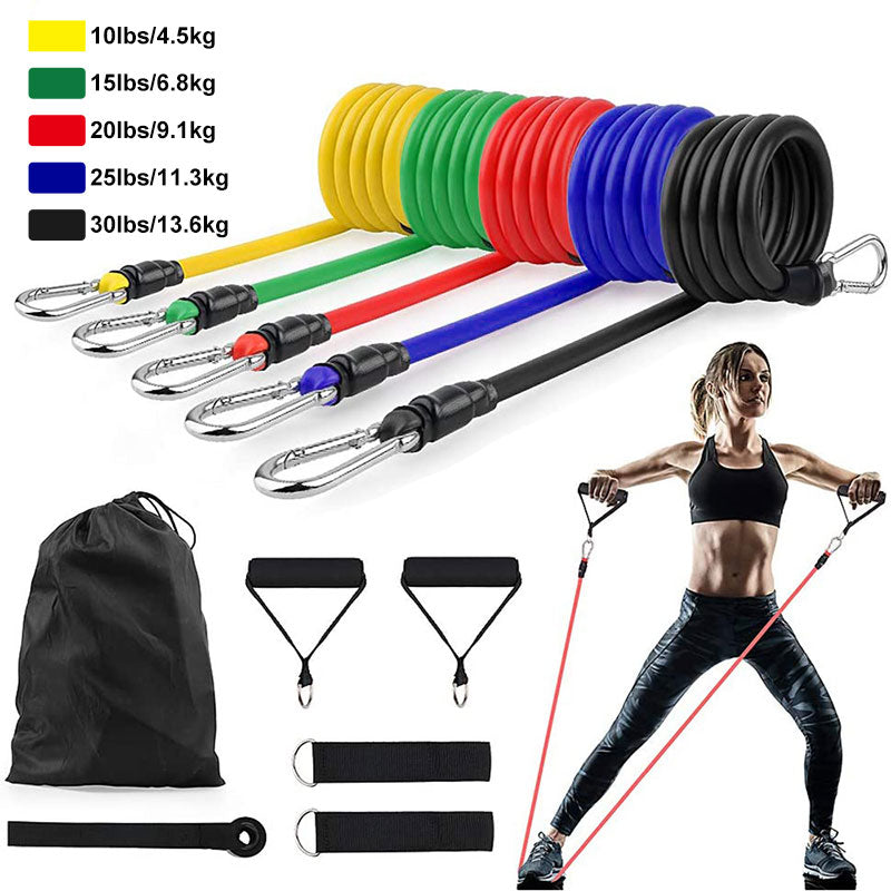 Resistance Bands Crossfit Training Exercise Yoga Tubes Pull Rope Rubber Expander Elastic Bands Fitness Equipment, 11Pcs/Set Latex