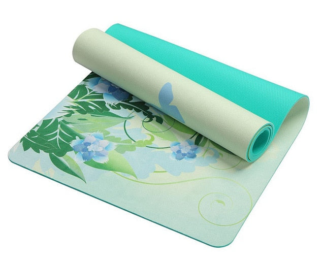 Lotus Pattern Suede TPE Yoga Mat Pad Non-Slip Slimming Exercise Fitness Gymnastics Mat Body Building Esterilla Pilates, 6 MM