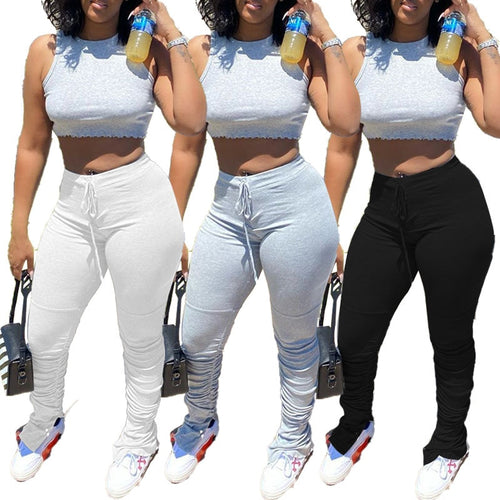 Hot sale stacked leggings joggers stacked sweatpants women leggings pants femme stacked pants fitness streetwear women trouser