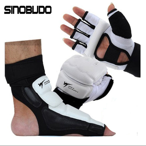 High-Quality Taekwondo WT Pu Hand Gloves Foot Socks Protector Guard Karate Boxing Ankle Palm Protector Guard Gear Suit Adult Kid