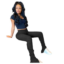 Cargar imagen en el visor de la galería, Wholesale stack leggings women sweatpants jogger streetwear fitness building legging stacked pants 2020 summer women&#39;s trousers
