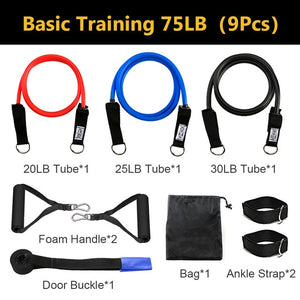 Pull Rope Fitness Exercises Resistance Bands Latex Tubes Pedal Exerciser Body Training Workout Yoga, 11pcs/set