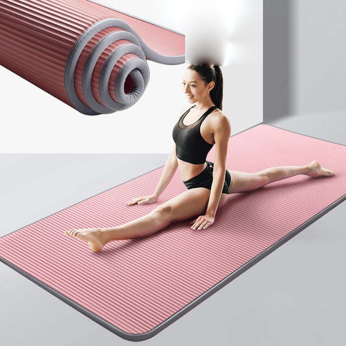Yoga Mat NRB Non-slip Mats For Fitness Extra Thick Pilates Gym Exercise Pads Carpet Mat with Bandages, 10MM, Edge-covered XA146A