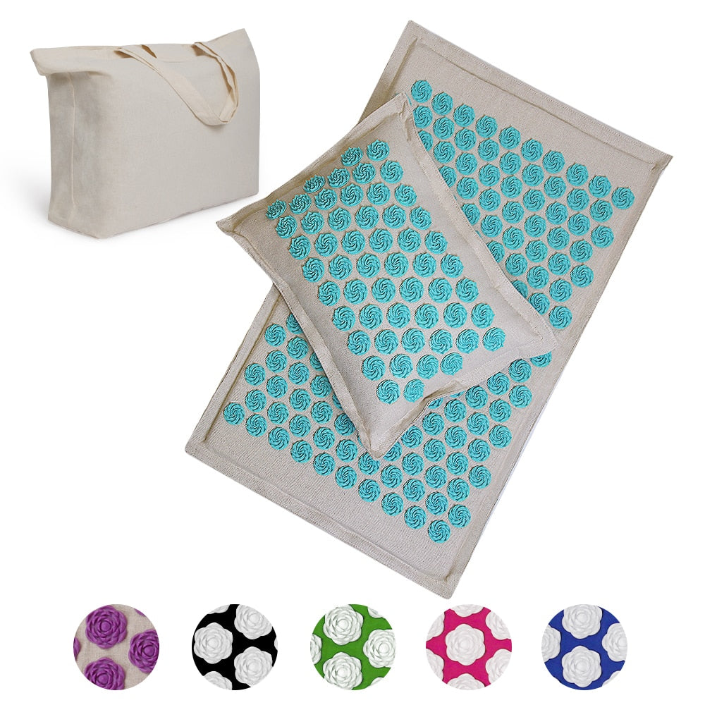 Spike Mat Acupressure Mat, Massage Mat Acupuncture Pillow Set Yoga Mat Needle Relieve Back, Neck and Sciatic Pain, Relax Muscles