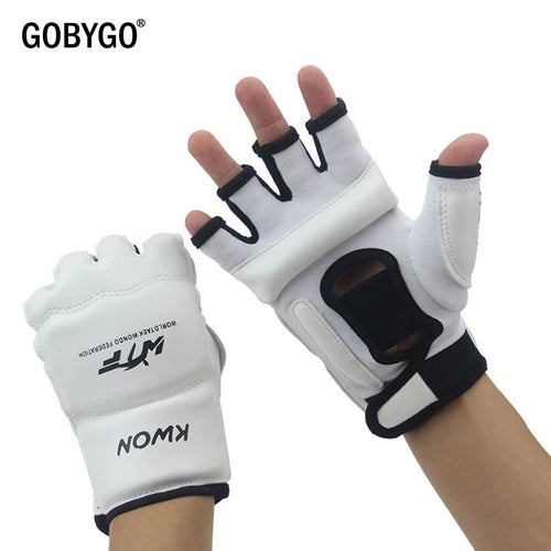 GOBYGO Half Finger Boxing Gloves PU Leather MMA Fighting Kick Boxing Gloves Karate Muay Thai Training Workout Gloves Kids Men