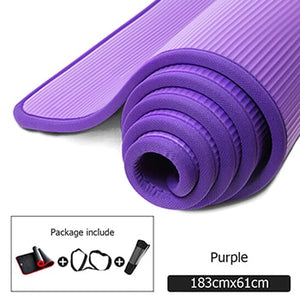 Jusenda 10mm Yoga Mat 183*61cm NRB Non-slip Pillow Carpet For Men Women Fitness Gym Exercise Pad Pilates Yoga Mat Bag