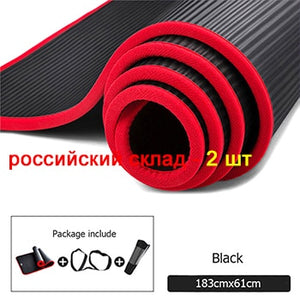 Jusenda 10mm Yoga Mat 183*61cm NRB Non-slip Pillow Carpet For Men Women Fitness Gym Exercise Pad Pilates Yoga Mat Bag