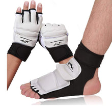 Load image into Gallery viewer, SINOBUDO Half Finger High Quality Gloves WTF Taekwondo Training Boxing Gloves Sanda Karate Martial Arts White Gloves Protector