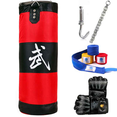 Boxing Punching Bag, Fitness Sandbags Striking Drop Hollow Empty Sand Bag with Chain Martial Art Training Punch Target, 100cm