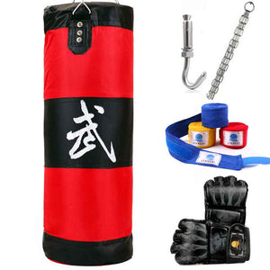 Boxing Punching Bag, Fitness Sandbags Striking Drop Hollow Empty Sand Bag with Chain Martial Art Training Punch Target, 100cm