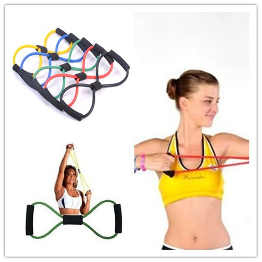 Light Figure 8 Ultra Toner Resistance Band Exercise Cords for Yoga Workout,Body Building,Home Gym with Heavy Duty