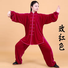 Cargar imagen en el visor de la galería, Velour Long Sleeved Wushu TaiChi KungFu Uniform Suit Uniforms Tai Chi Exercise Clothing