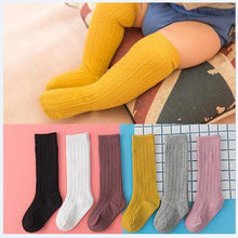 Load image into Gallery viewer, New Spring Summer Baby Girls Cotton Knee High Socks Solid Candy Color Kids Toddler Double Needle Short Socks For Children