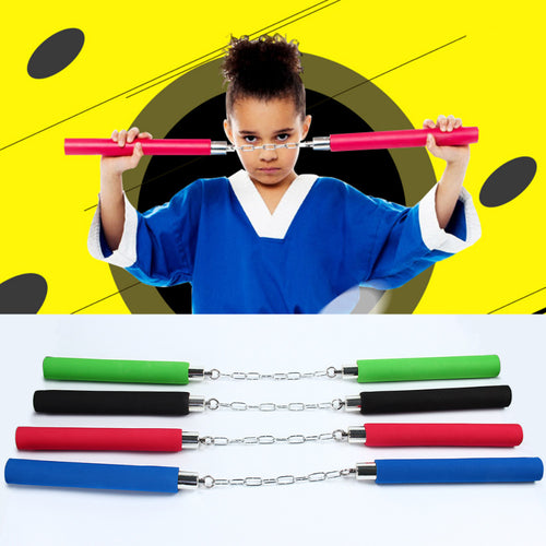 Hot Martial Art Foam Sponge Safe Fitness Nunchakus Karate Ninja Nunchucks with Stainless Steel Chain for Kids kungFu Beginners