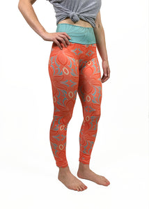 Lotus Floral Yoga Leggings