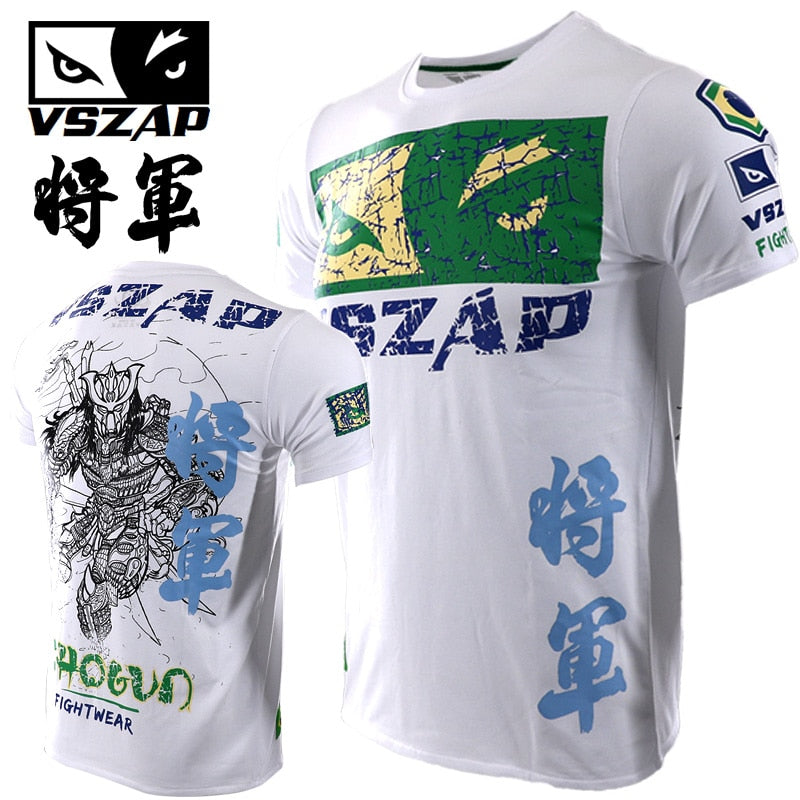 VSZAP Warrior Boxing MMA T Shirt Gym Tee Shirt Fighting Fighting Martial Arts Fitness Training Muay Thai T Shirt Men Homme