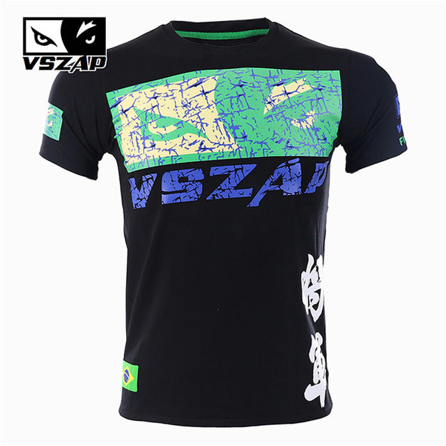VSZAP Warrior Boxing MMA T Shirt Gym Tee Shirt Fighting Fighting Martial Arts Fitness Training Muay Thai T Shirt Men Homme