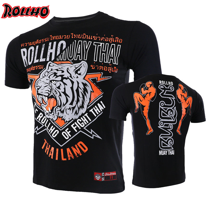 elastic body-building tiger Quick Dry Boxing MMA T Shirt Gym Tee Fighting Martial Arts Fitness Training Homme Boxe Sports Shirts