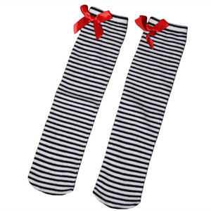 Lovely Girls Kids Toddler Bow Knee High Socks Colours Silk Bow Baby Girl Socks Striped Princess Socks 1 to 8 Years